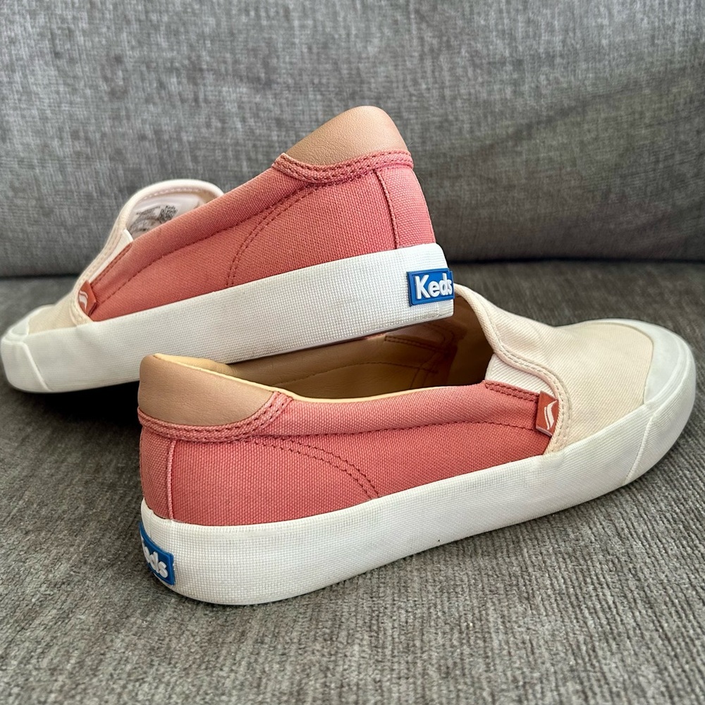 Keds Crew Kick 75 Coral Color Block Canvas Slip-on Sneakers